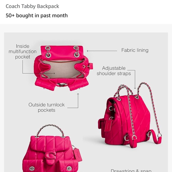 Just purchased COACH never used Tabby backpack with cover - Picture 3 of 6